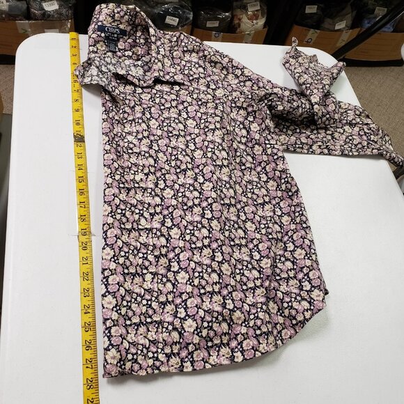 Chaps Womens Floral Long Sleeve No Iron Button Up Top Size 2X Office Preppy - Picture 7 of 9